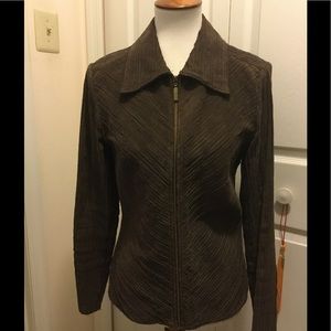 Bamboo Traders brown suede zip jacket, size S