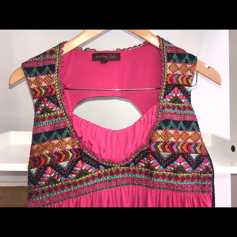 Embroidered open Back short dress