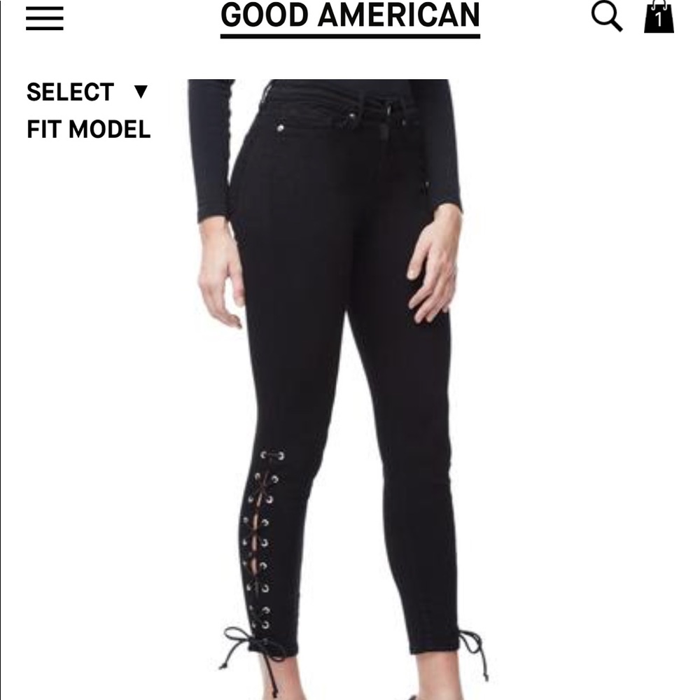 NWT Good American GoodLegs Side Lace Up Jean 10/30