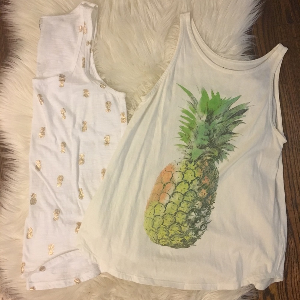 Two EUC Pineapple cotton tanks Old Navy / Gap Sz S