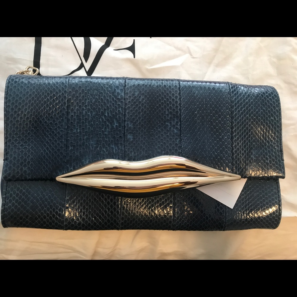 Diane von Furstenberg Carolina Lips Clutch PYTHON