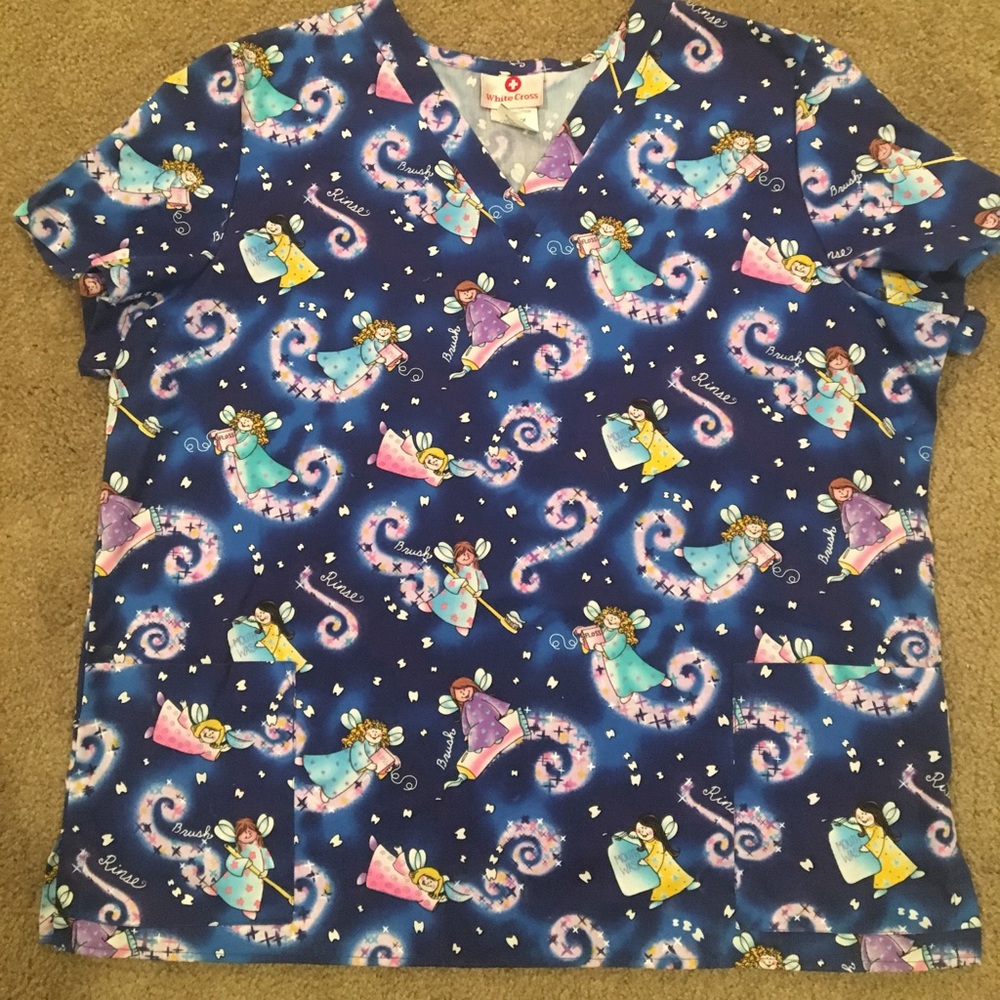 White cross scrub top size xl