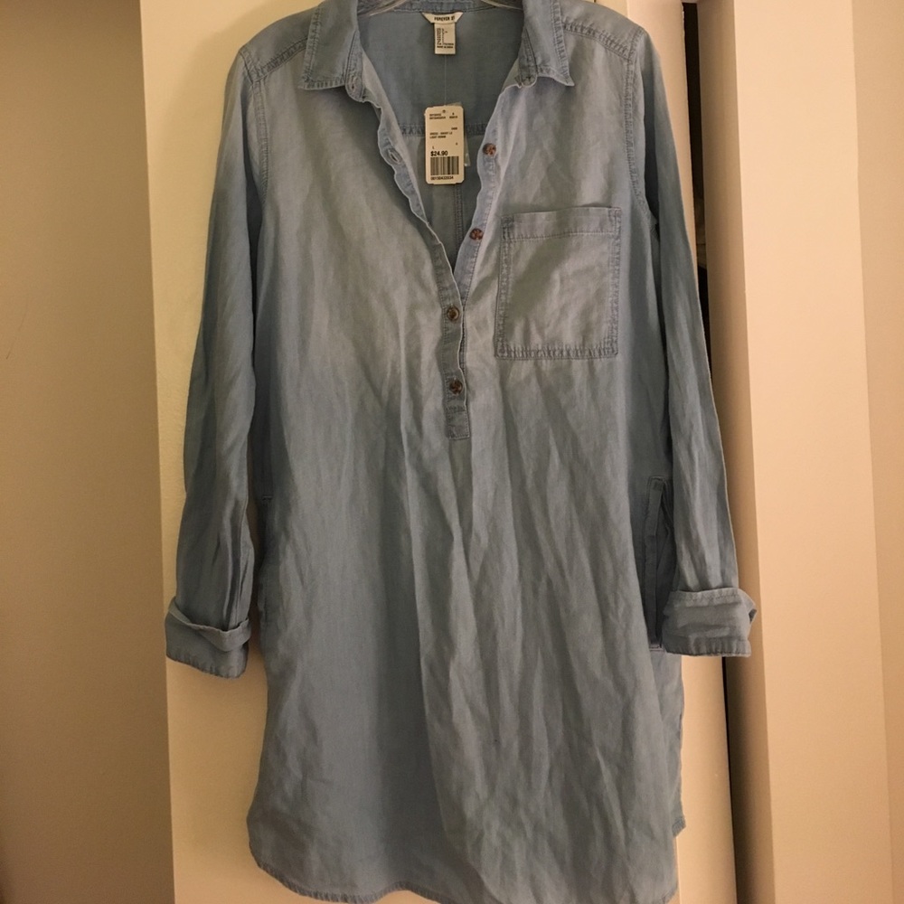 Denim 3/4 Button Dress