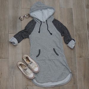 Rue21 Grey Raglan Hoodie Tunic w/ Pockets
