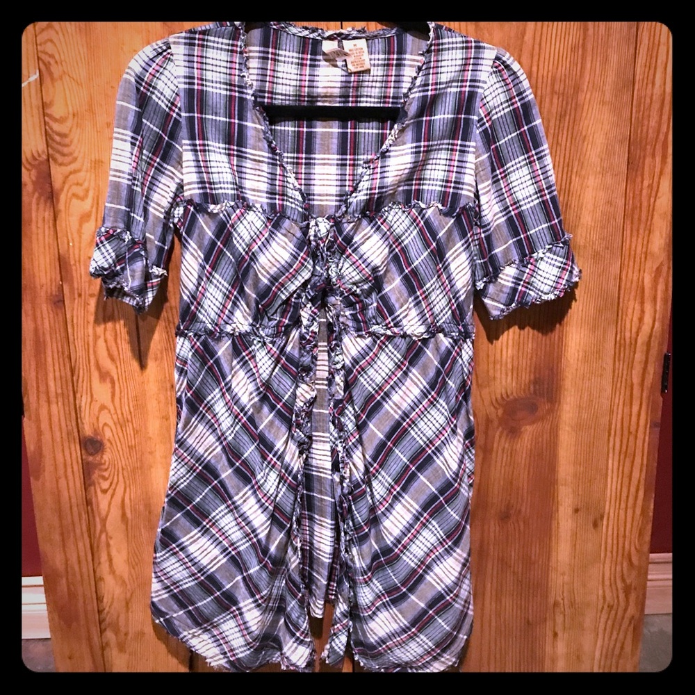 BKE Button Up Short Sleeve Tunic
