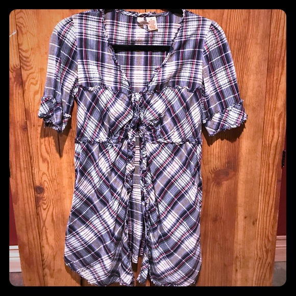 BKE Button Up Short Sleeve Tunic - Picture 1 of 1
