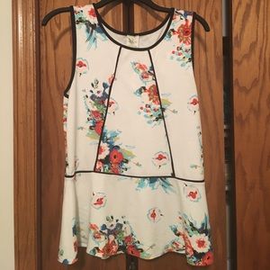 Floral knit top with peplum waist