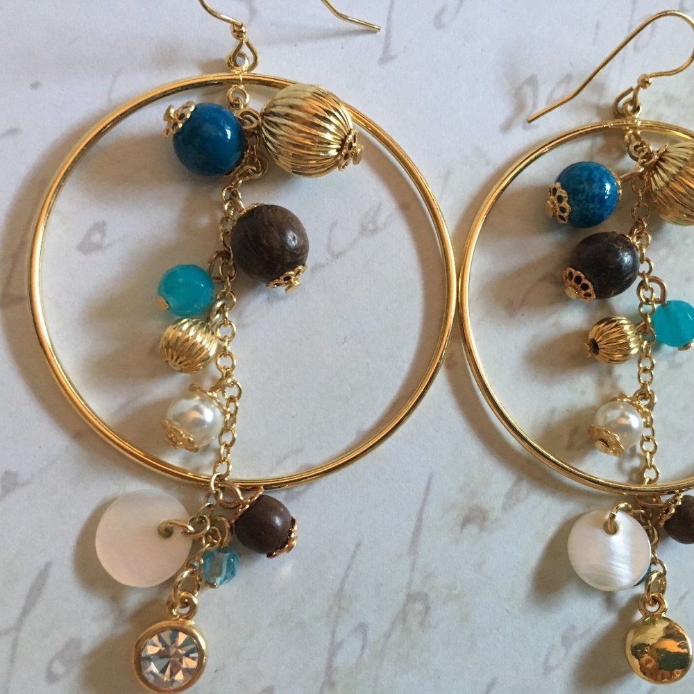 Betsey Johnson Hoop Earrings with Mixed-bead