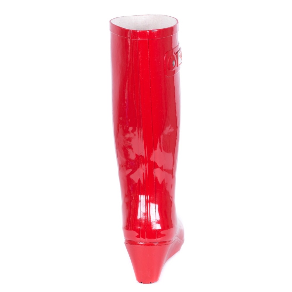 Women's Red Wedge Rubber Rain Boots, Garden Wellie - Picture 3 of 5