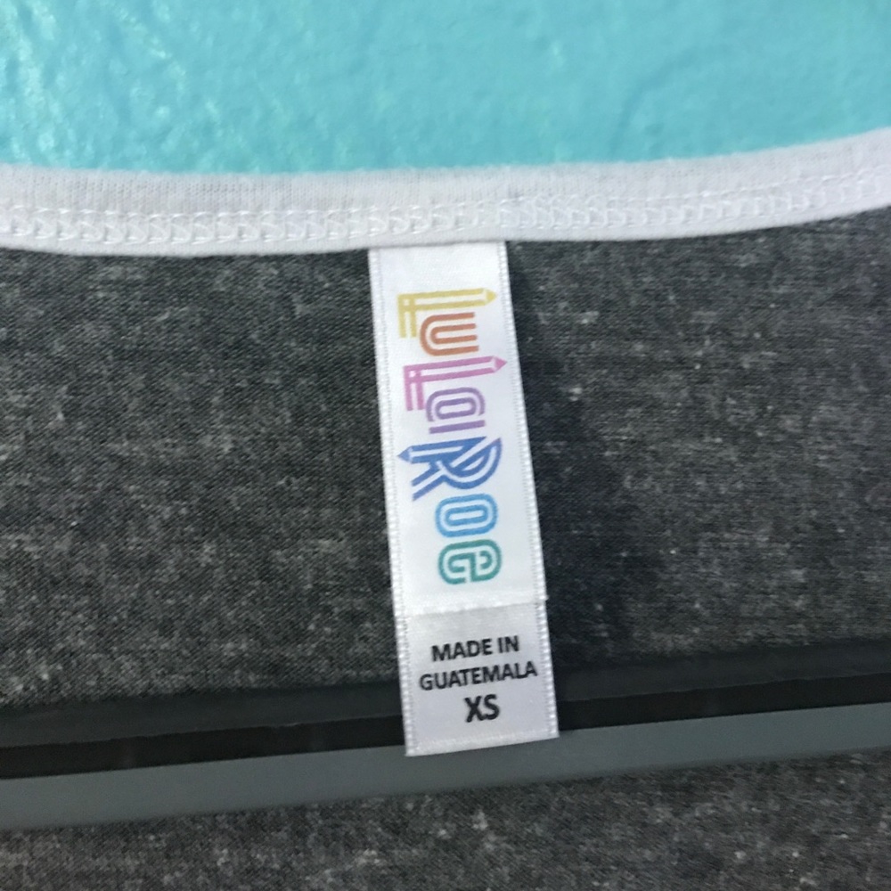 SOLD🦄LuLaRoe Unicorn Grey Varsity Perfect Tee XS - Picture 2 of 5