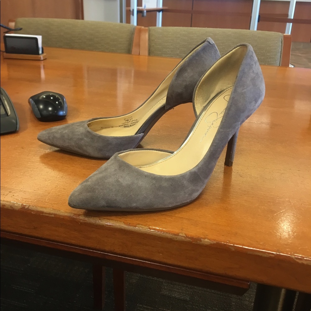 Jessica Simpson elephant grey heels