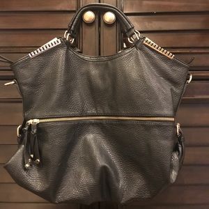 Big Buddha - black shoulder bag with gold hardware