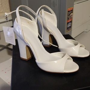White patent heel sandal