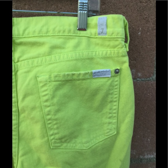 7 FOR ALL MANKIND DISTRESSED RIPPED NEON JEANS. - Picture 4 of 5