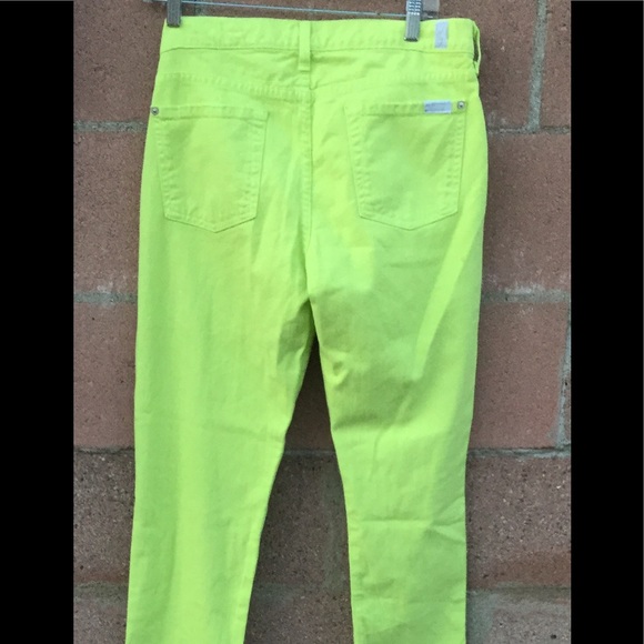 7 FOR ALL MANKIND DISTRESSED RIPPED NEON JEANS. - Picture 5 of 5