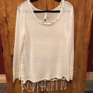 Cream Sweater with Crochet Back