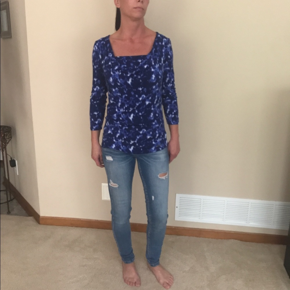 Michael Kors Mixed Blues Patterned Top