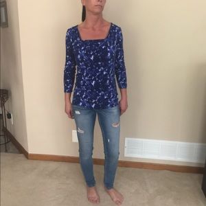Michael Kors Mixed Blues Patterned Top