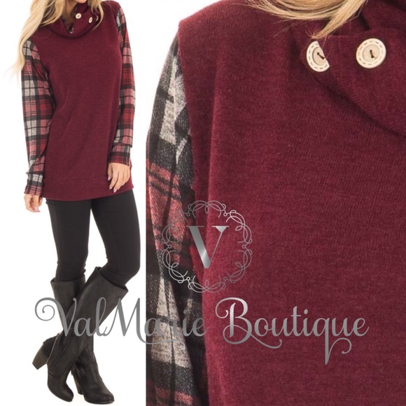 Plaid turtle neck sweater top - Picture 3 of 3