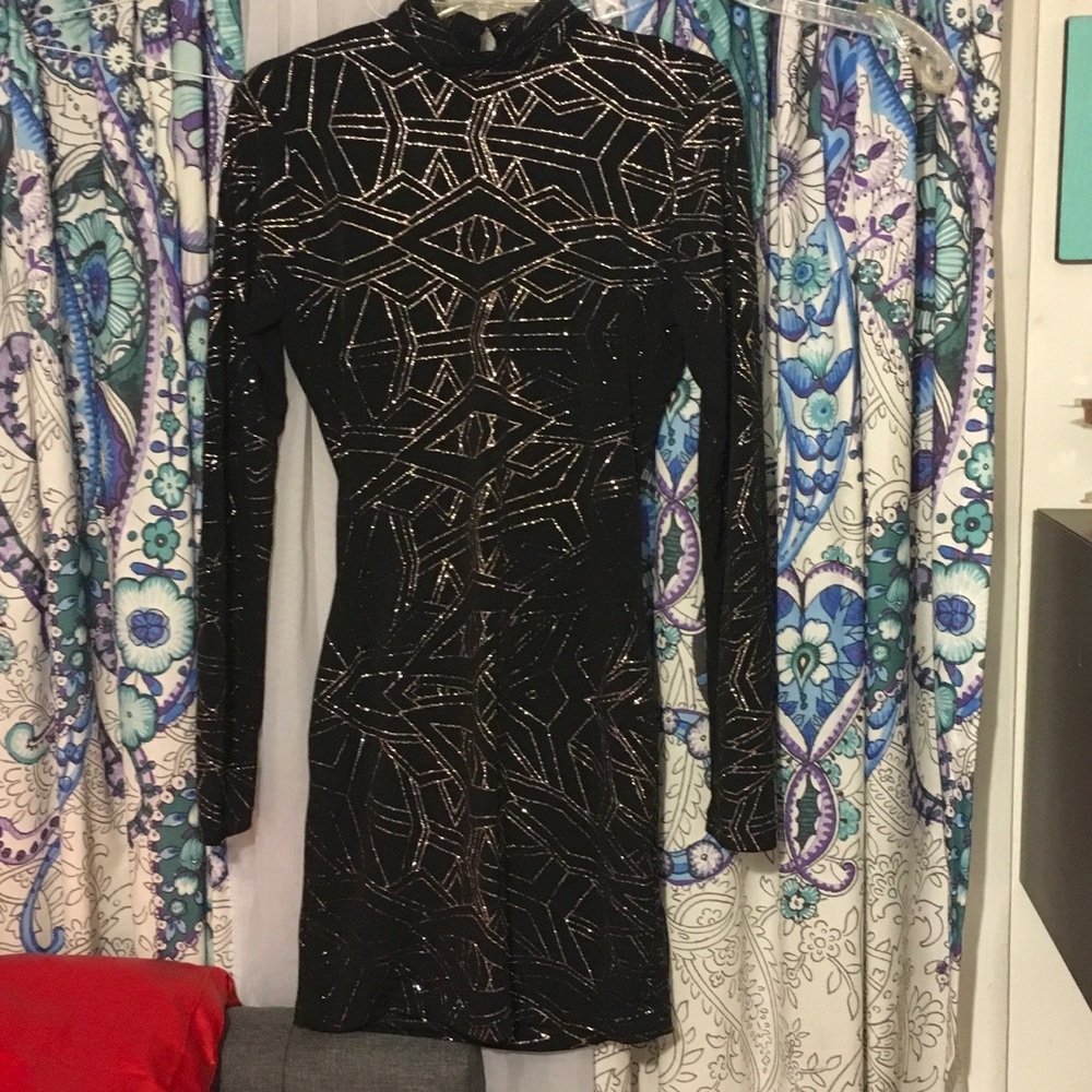 Used Black, rose gold glitter dress.