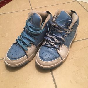 Light blue & white Jordans. Carolina