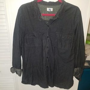 Dark denim button up