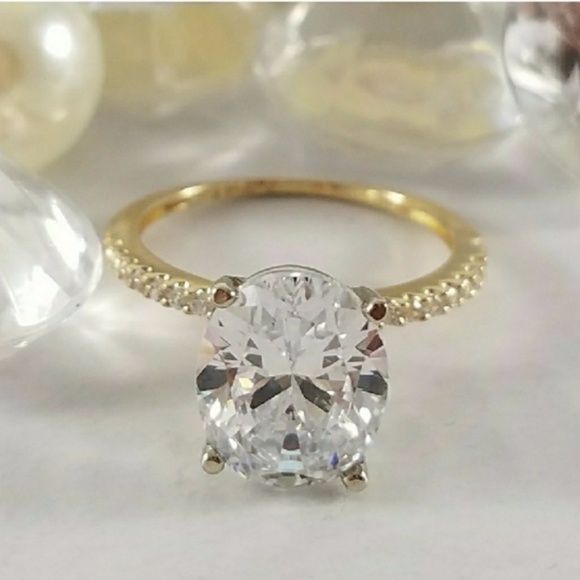 Jewelry Dainty 14k Yellow Gold 3ct Oval Engagement Ring Poshmark