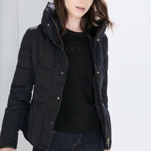 Zara fitted short anorak puffer jacket