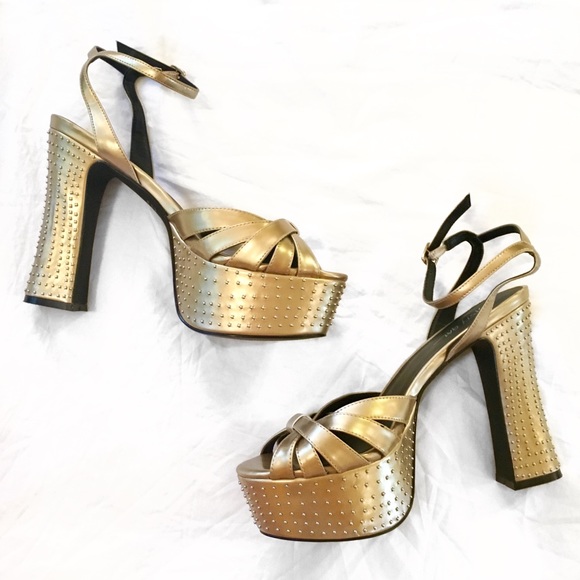 gold disco heels