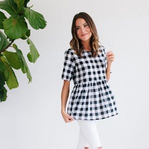 Gingham Peplum Top