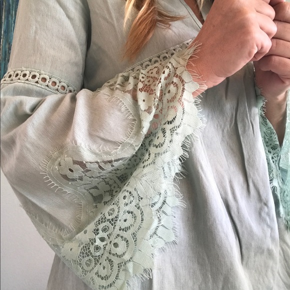 🍉Ainsley Mint Boho Lace Top 🏄🏽♀️ Summer Sale - Picture 3 of 5