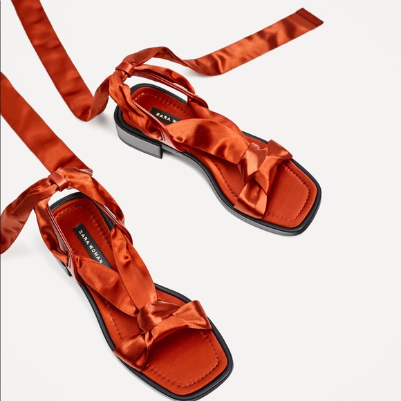 Zara flat satin lace-up sandals - Picture 3 of 5
