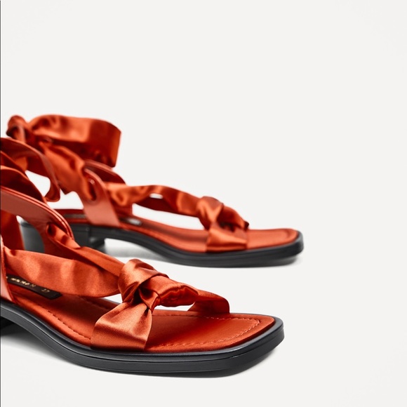 Zara flat satin lace-up sandals - Picture 4 of 5