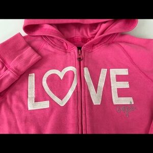 Gap Kids "LOVE" zip up hooded sweatshirt Pink M(8)