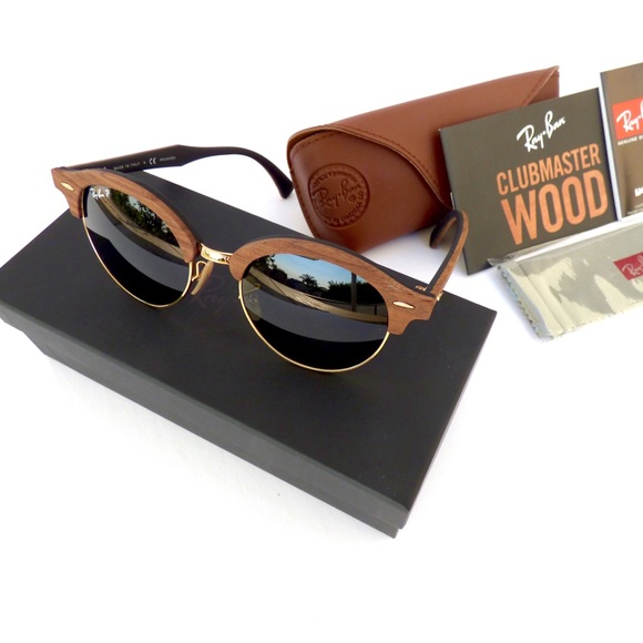 100% Authentic Ray-Ban ClubMaster Wood Sunglasses - Picture 2 of 7