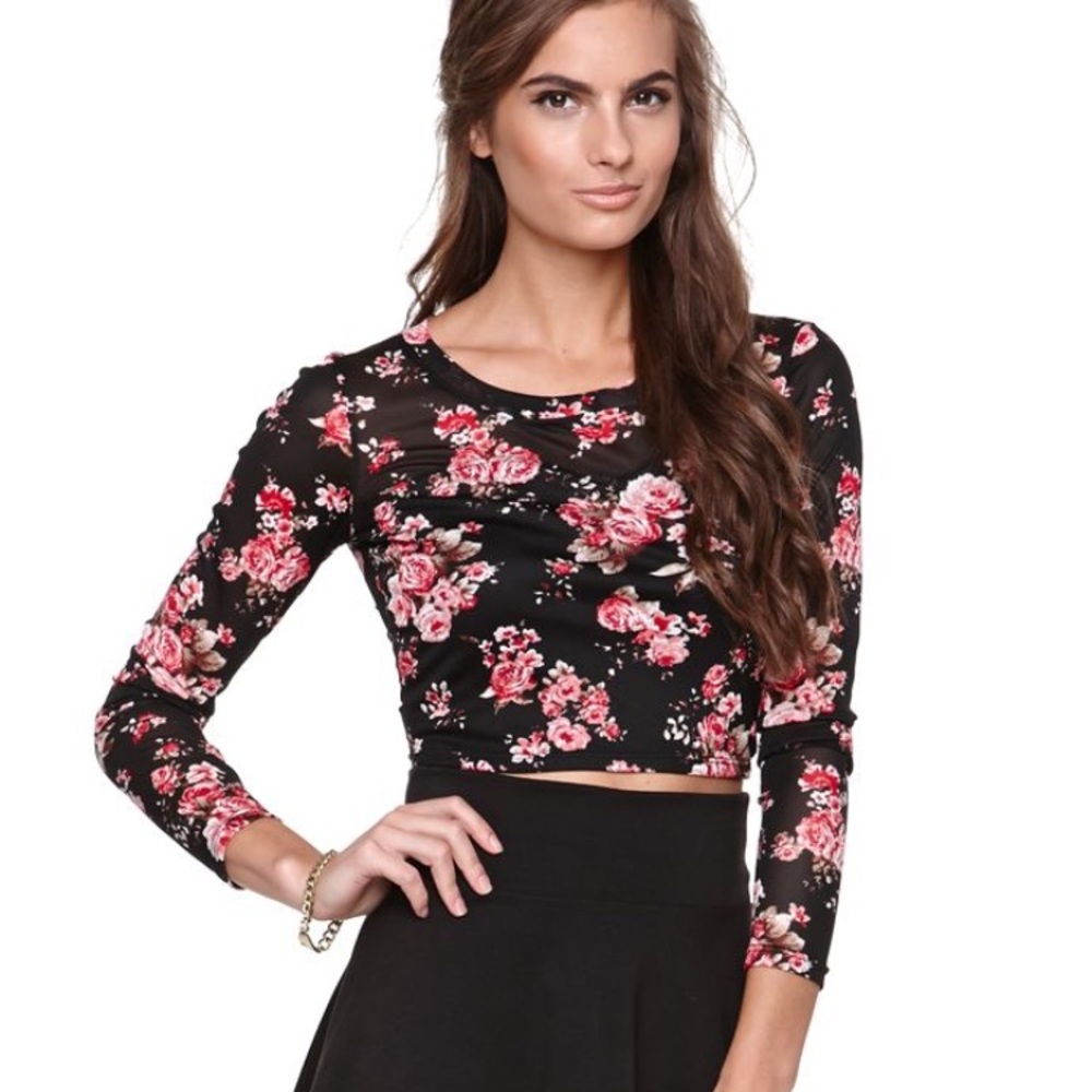 💕 LA Hearts Floral Crop-Size M💕
