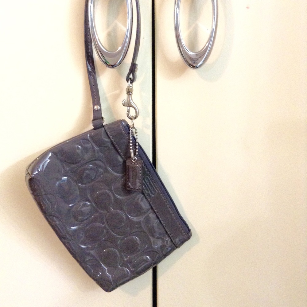 Authentic Coach grey wristlet