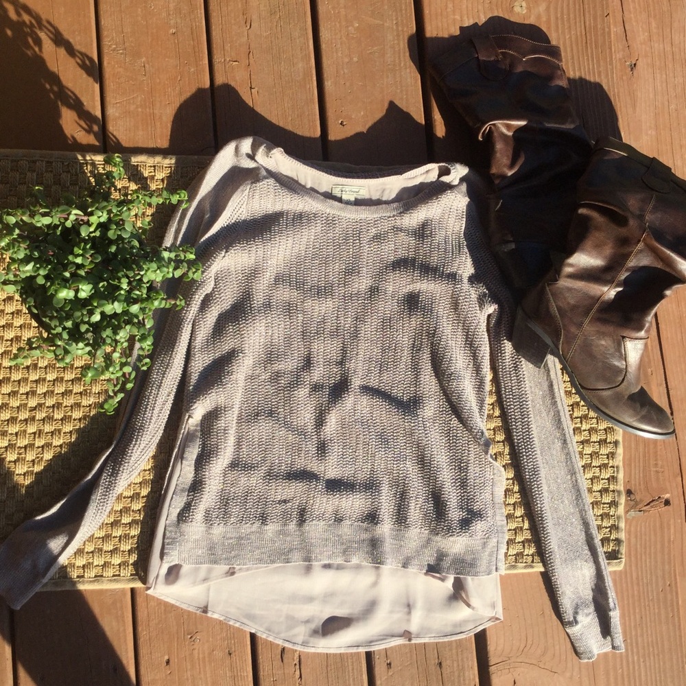 Beige Sparkly Lucky Brand Sweater with Sheer layer