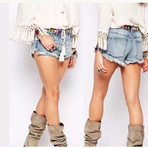 NWT🔥Free People Elliot Embroidered Jean Shorts
