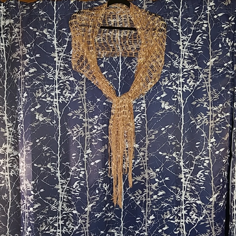 Beige Scarf With Metallic Sheen