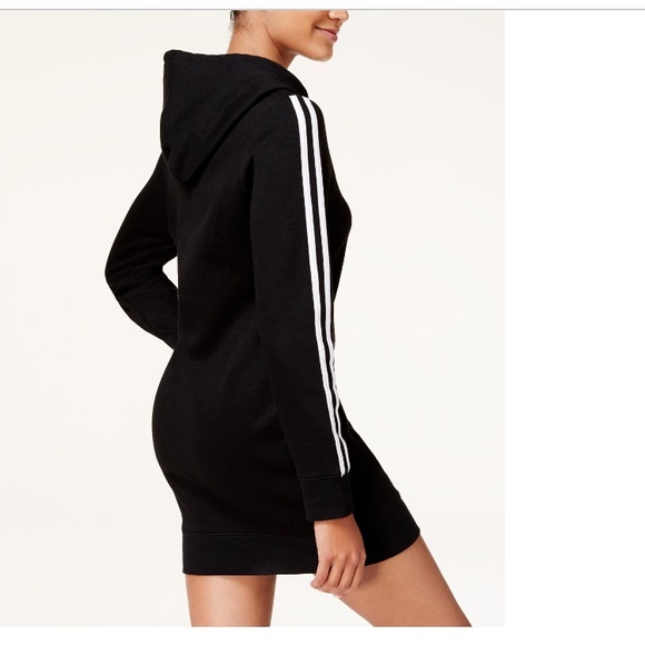 Black Sassy Hoodie Fleece Sweater Dress - Picture 2 of 3