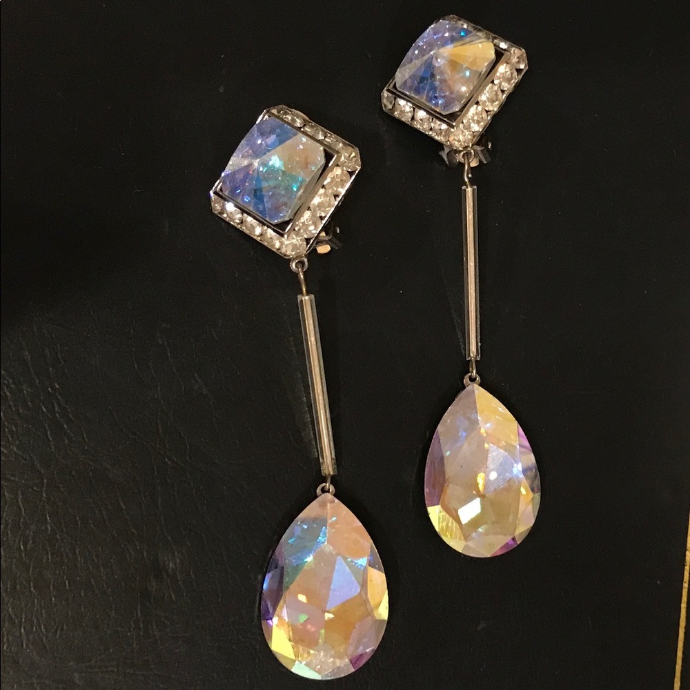 One of a kind Swarovski crystal teardrop earrings