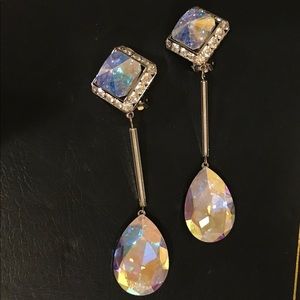One of a kind Swarovski crystal teardrop earrings