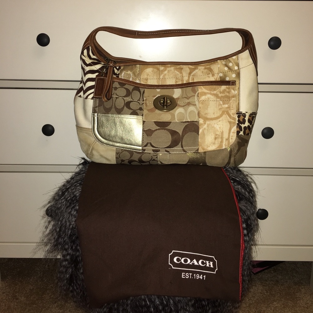 Large Coach Hobo Patch Work Bag Like New