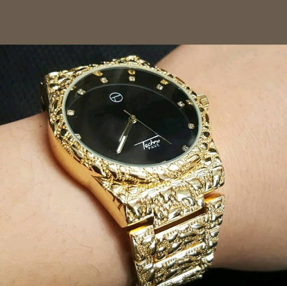 14K GOLDEN NUGGET PLATED WRIST WATCH - Picture 1 of 4