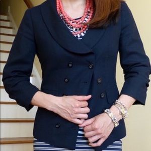 Anthropologie navy brief meeting blazer