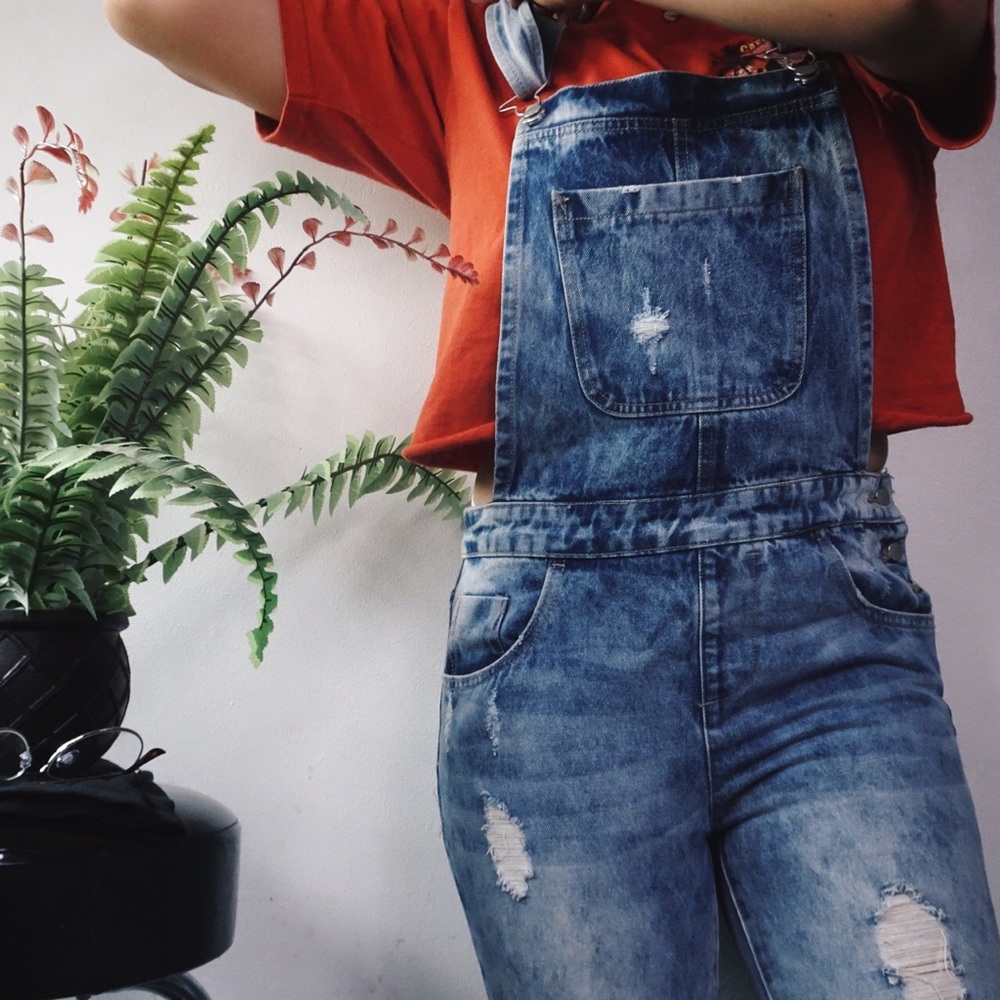 Forever 21 Acid Washed Denim Overalls