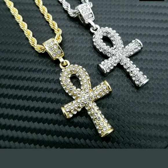 14K GOLD PLATED ICED OUT CHAINS COMBO - Picture 1 of 4