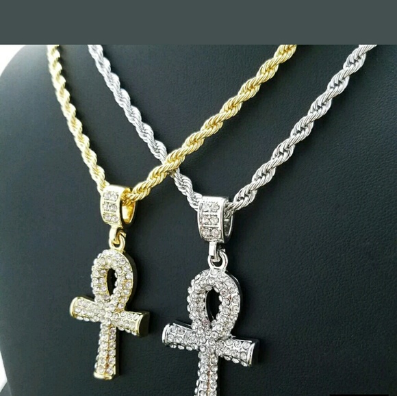 14K GOLD PLATED ICED OUT CHAINS COMBO - Picture 3 of 4