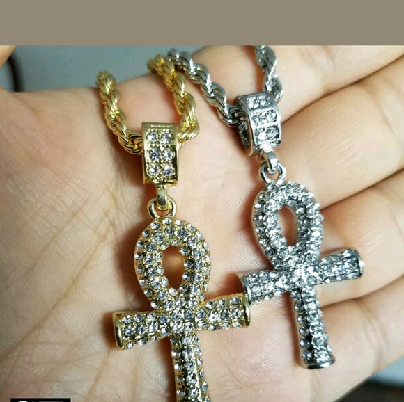 14K GOLD PLATED ICED OUT CHAINS COMBO - Picture 4 of 4